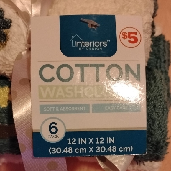 Mainstays Cotton Hand Towels - Green and White - Picture 3 of 5